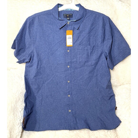 Margaritaville Casual Button Down Collared Men's Shirt Twilight Blue Beach Sz L - Picture 2 of 3